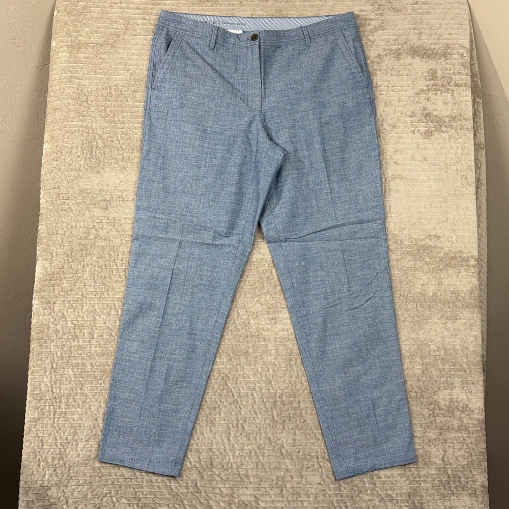 Talbots Girlfriend Chino Pants‎ 12 Blue Chambray Straight Leg Casual Trousers